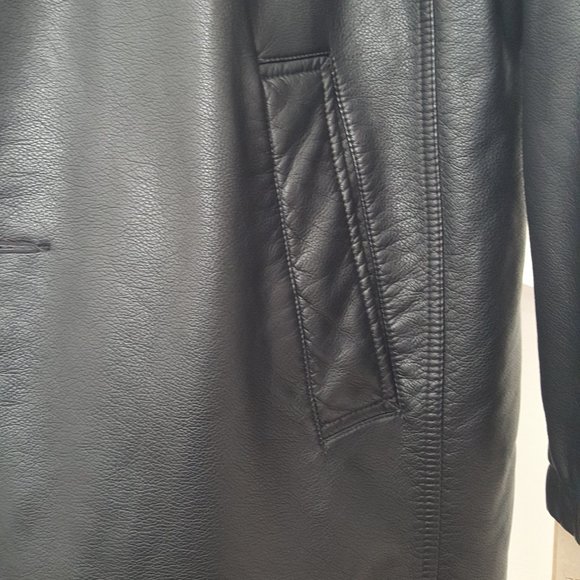 New Men's Levi's Long   Leather Jacket/Coat  Hoodies Size M Black - Picture 6 of 12